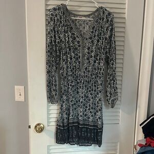 Faherty Black and White Long Sleeve Dress